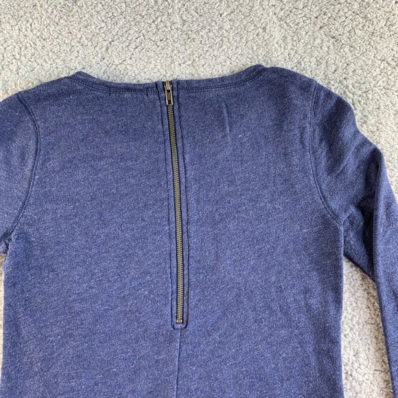 J. Crew Sweatshirt with Side Slits Tunic Womens Small Zipper Terry Lounge Blue - Picture 7 of 12